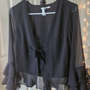 Sheer Black Ruffle Blouse